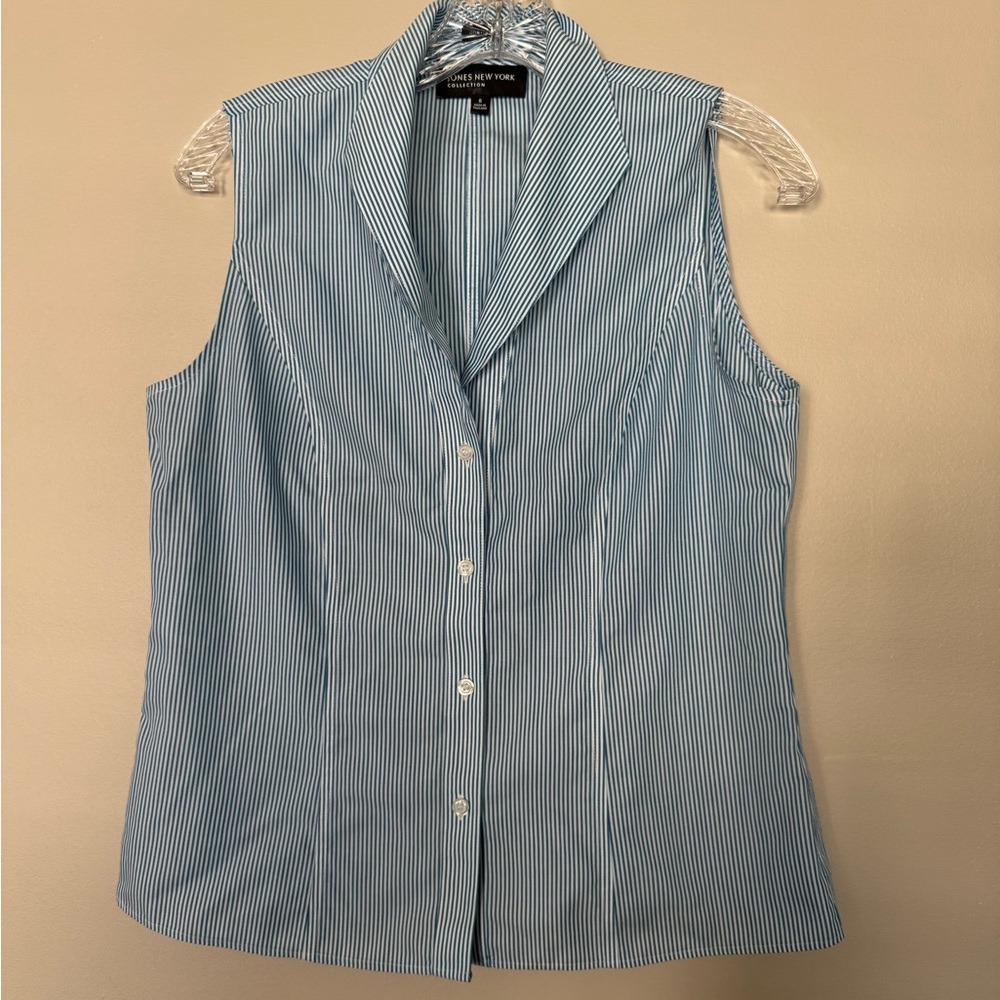 Women's Blue Striped Sleeveless Top